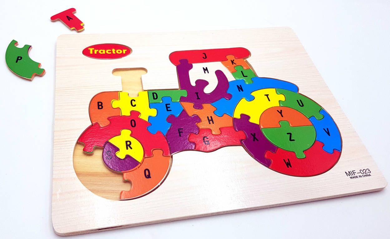 Traktor Puzzle Klocki Drewniane Dla Dzieci Literki