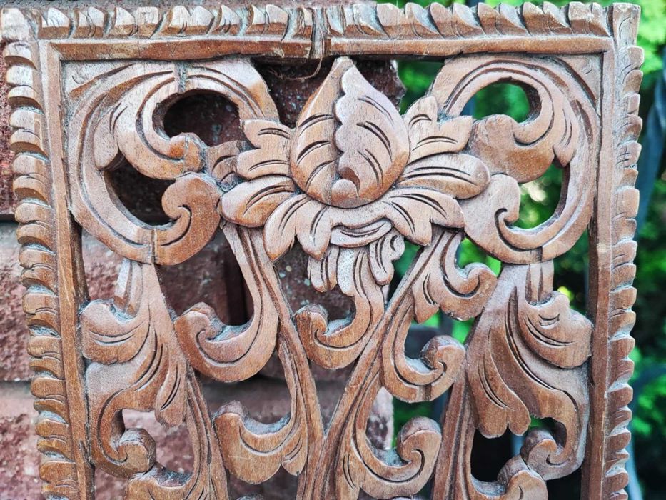 Płaskorzeźba orientalna,drewniana art deco,hebanowa