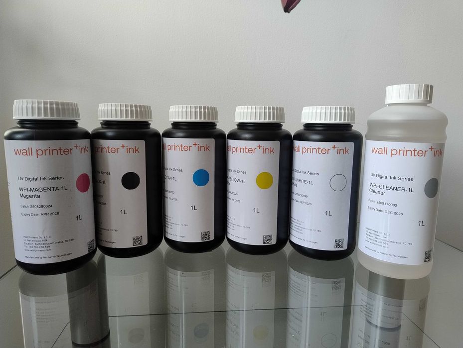 Komplet Tuszy UV 5x1000 ml CMYK+W