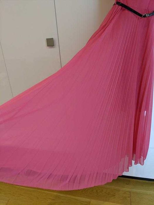 Длинное платье, шифоновое, юбка плиссе