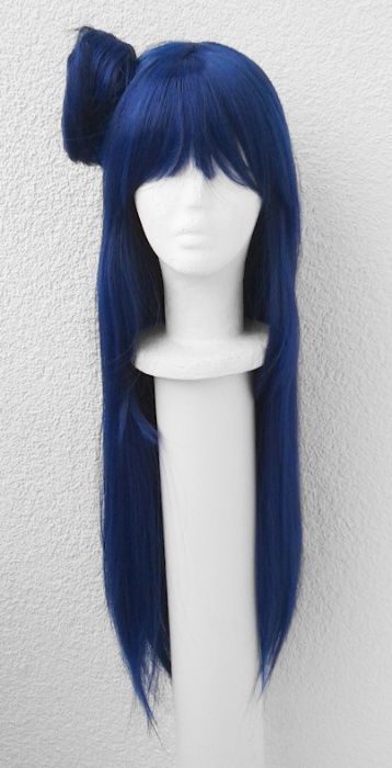 Yoshiko Love Live Sunshine granatowa niebieska peruka z kokiem cosplay