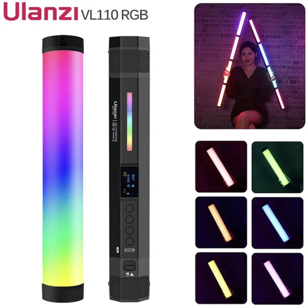 Ulanzi VL 110 відеосвітло з акумулятором RGB, трубка, циліндр