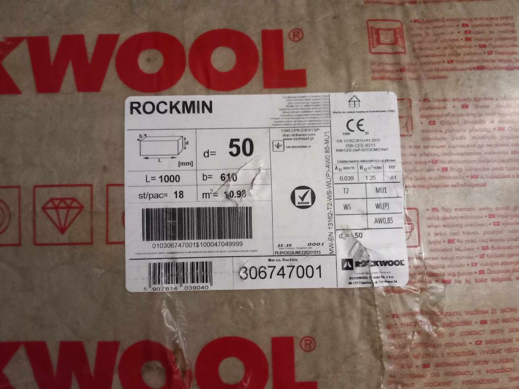 Wełna mineralna "Rockwool" Rockmin