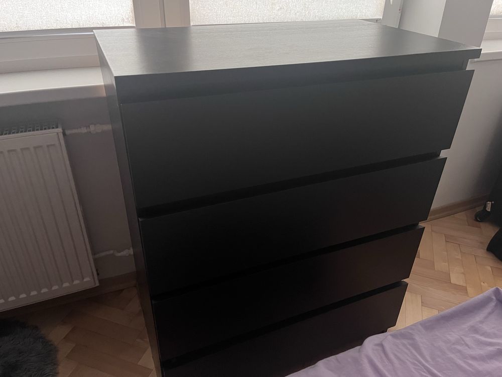 Komoda IKEA MALM, 4 szuflady, czarnobrązowa – stan bardzo dobry