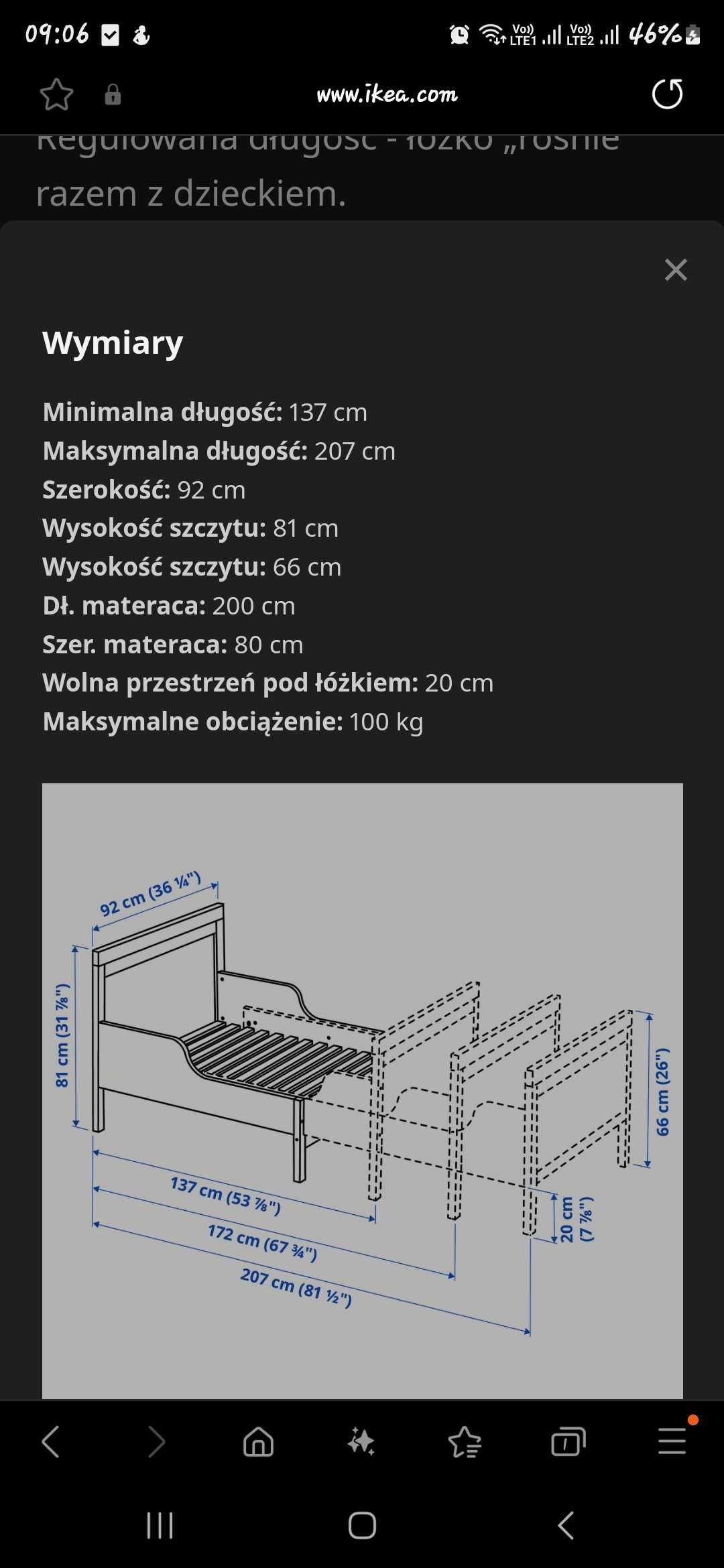 Łóżko ikea rosnące