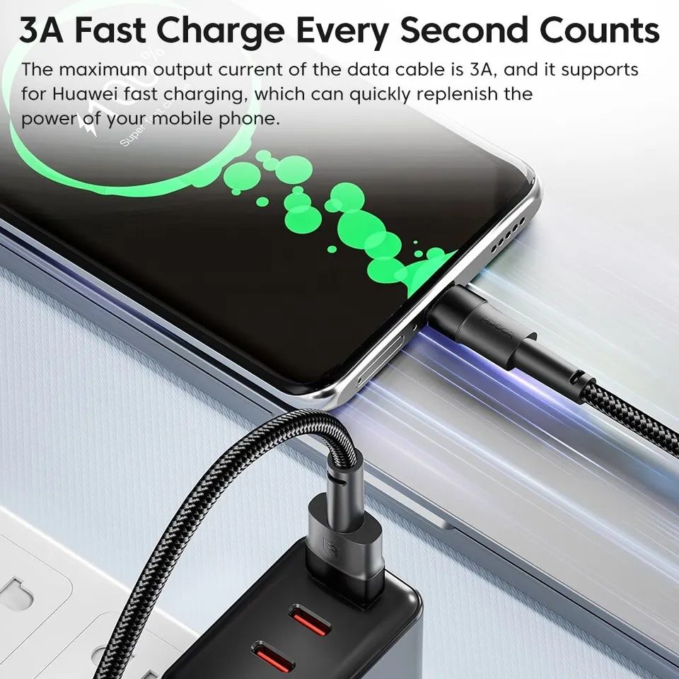 Кабель зарядки USB  Type C 3A toocki 1м. + 2м. 90грн