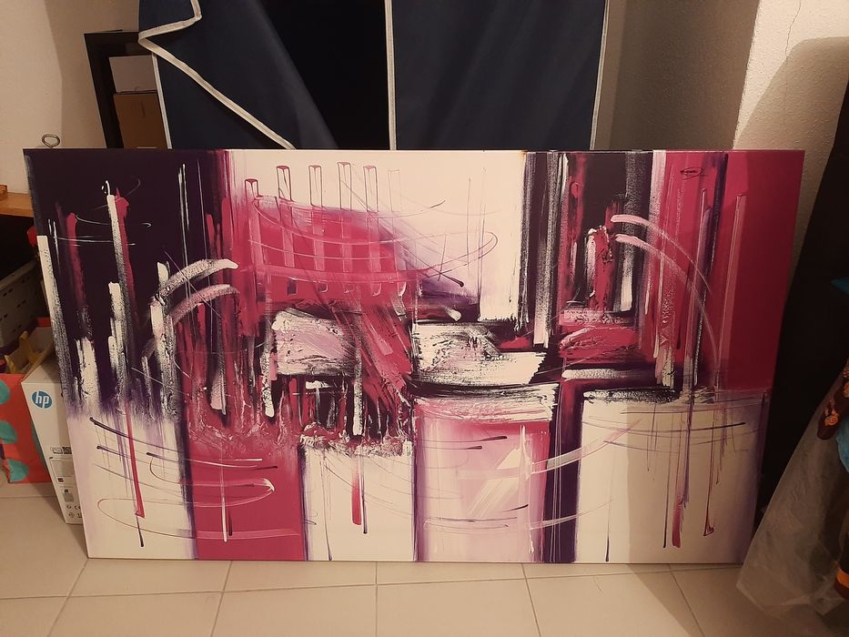 Quadro grande tons lilás e rosa