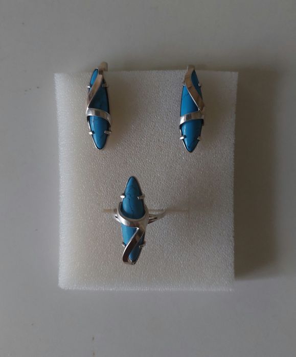 Серебро. Набор с золотыми пластинами.