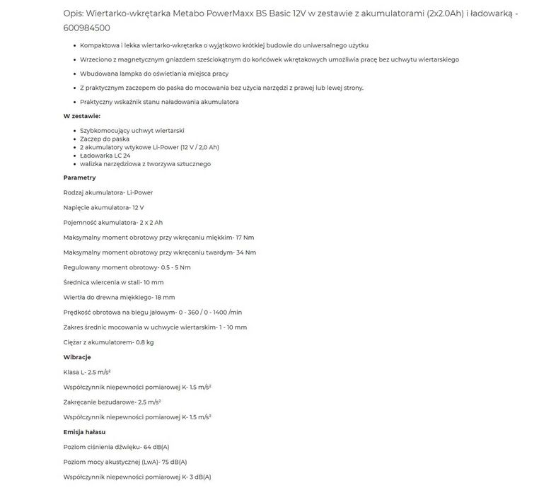 Bity BAHCO, wiertarko-wkrętarka METABO + adapter kątowy