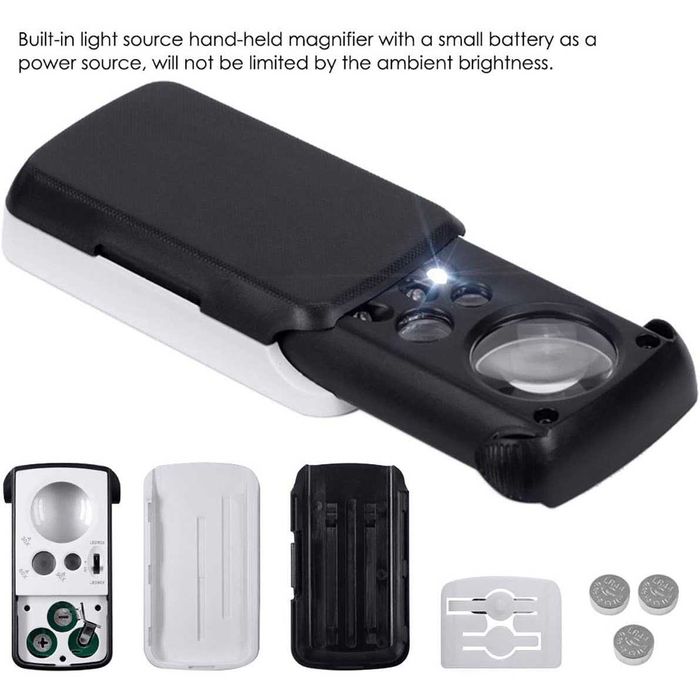 Lupa de joalheria com luz LED UV 30X 60X 90X
