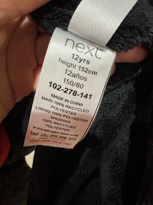Płaszczyk zimowy czarny 152 cm 12 lat Next
