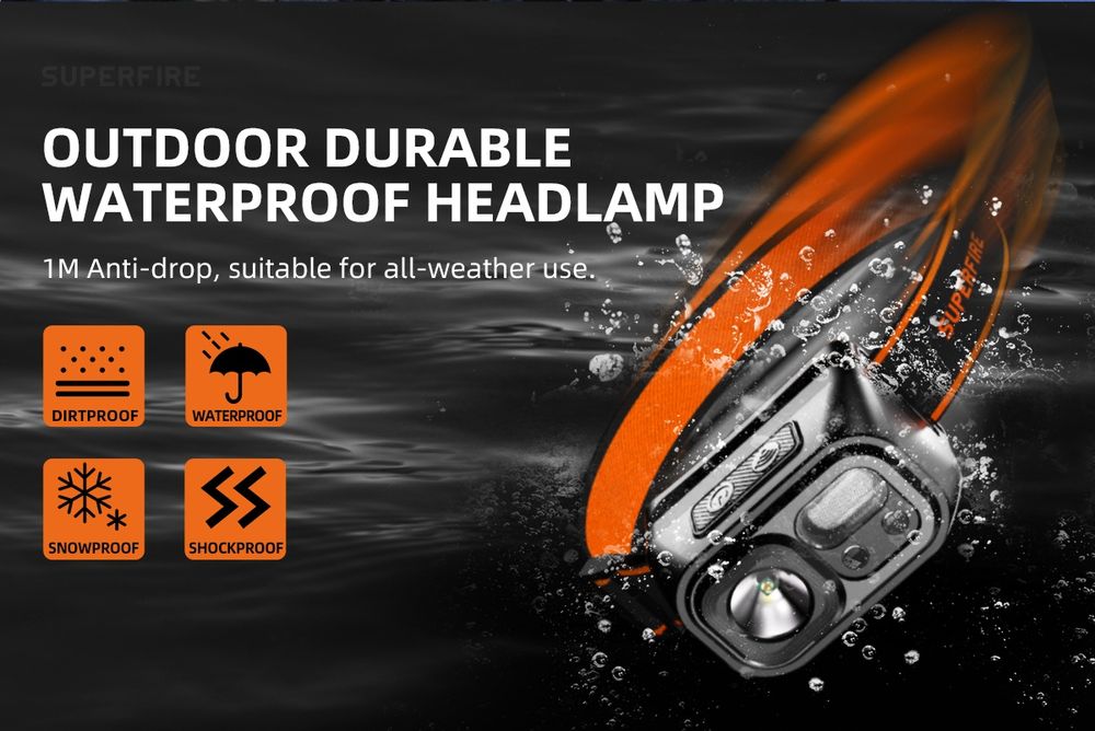 Суперъяркий заряжаемый сенсорный налобный фонарь SUPERFIRE HL23Sліхтар