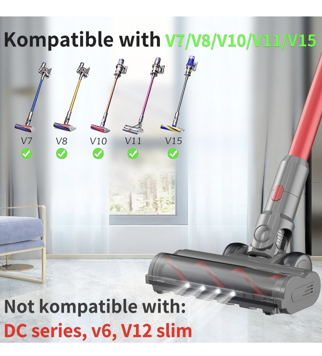 Szczotka turbo led  kompatybilna z Dyson V7, V8, V10, V11, V15