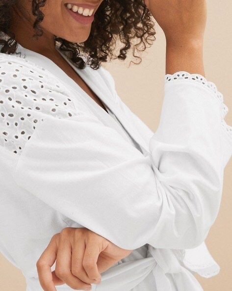 Ніжний халат з жіночною вишивкою з бавовни marks & spencer