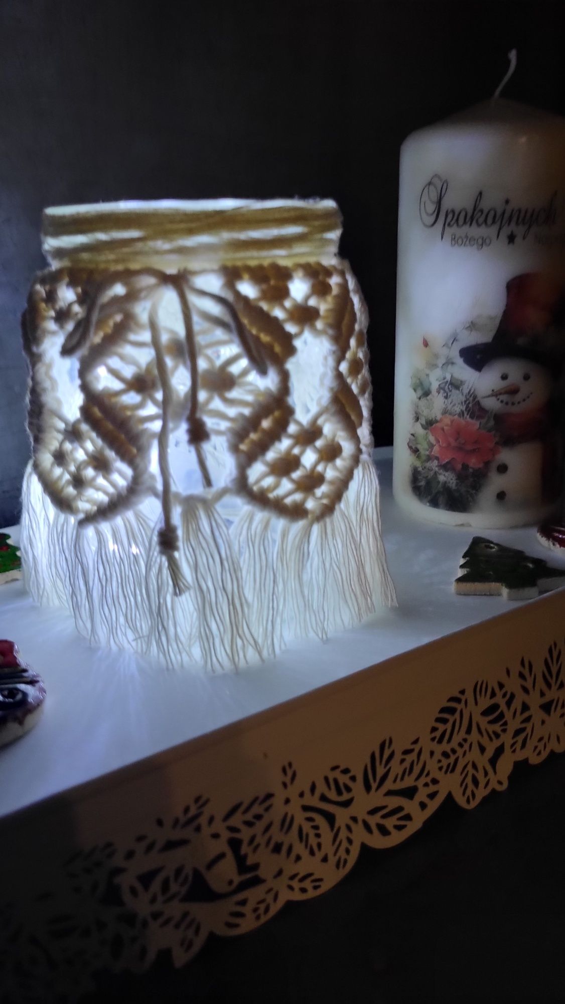 Lampion makramowy boho,