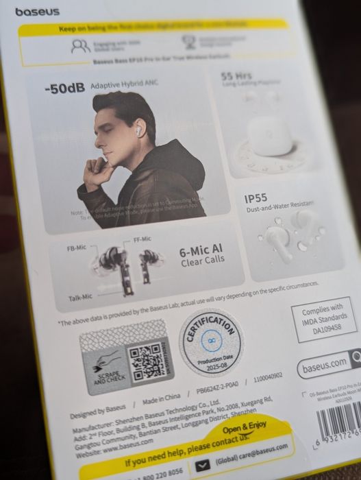 Baseus EP10 Pro White - безпровідні навушники