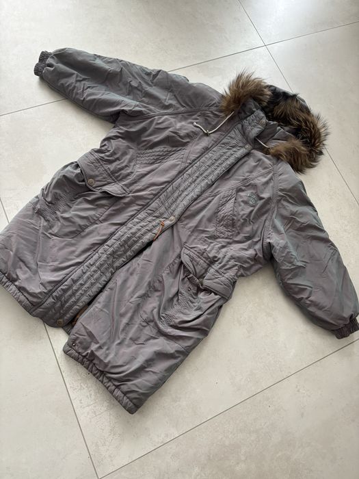 Płaszcz pachy 80x2 nietoperz perłowy z naturalnym futerkiem 46/48