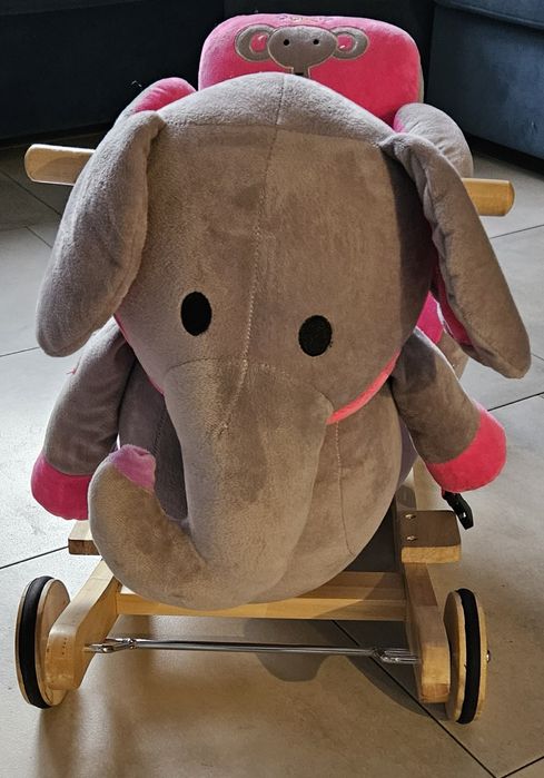 Słonik jeździk bujak na biegunach i na kółkach