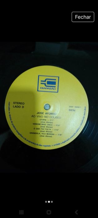 Disco vinil José Afonso