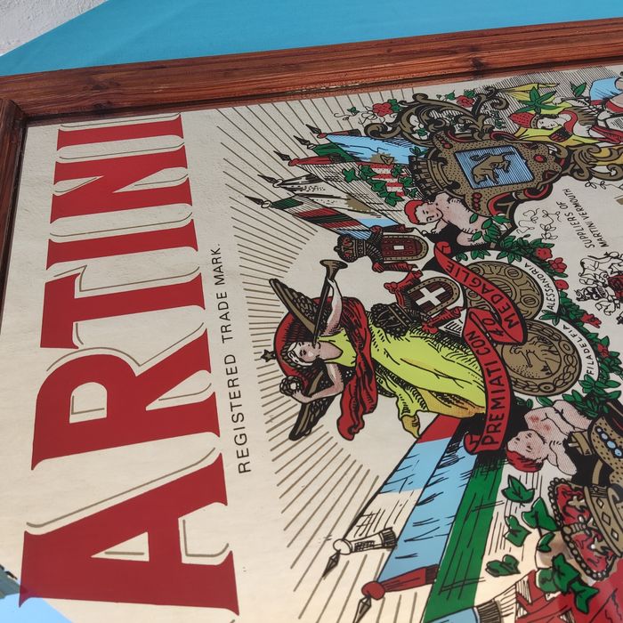 Grande quadro antigo espelhado publicitário da Martini Vermouth - vint