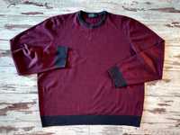 Marks & Spencer bordowo granatowy męski sweter w paski r. XXL