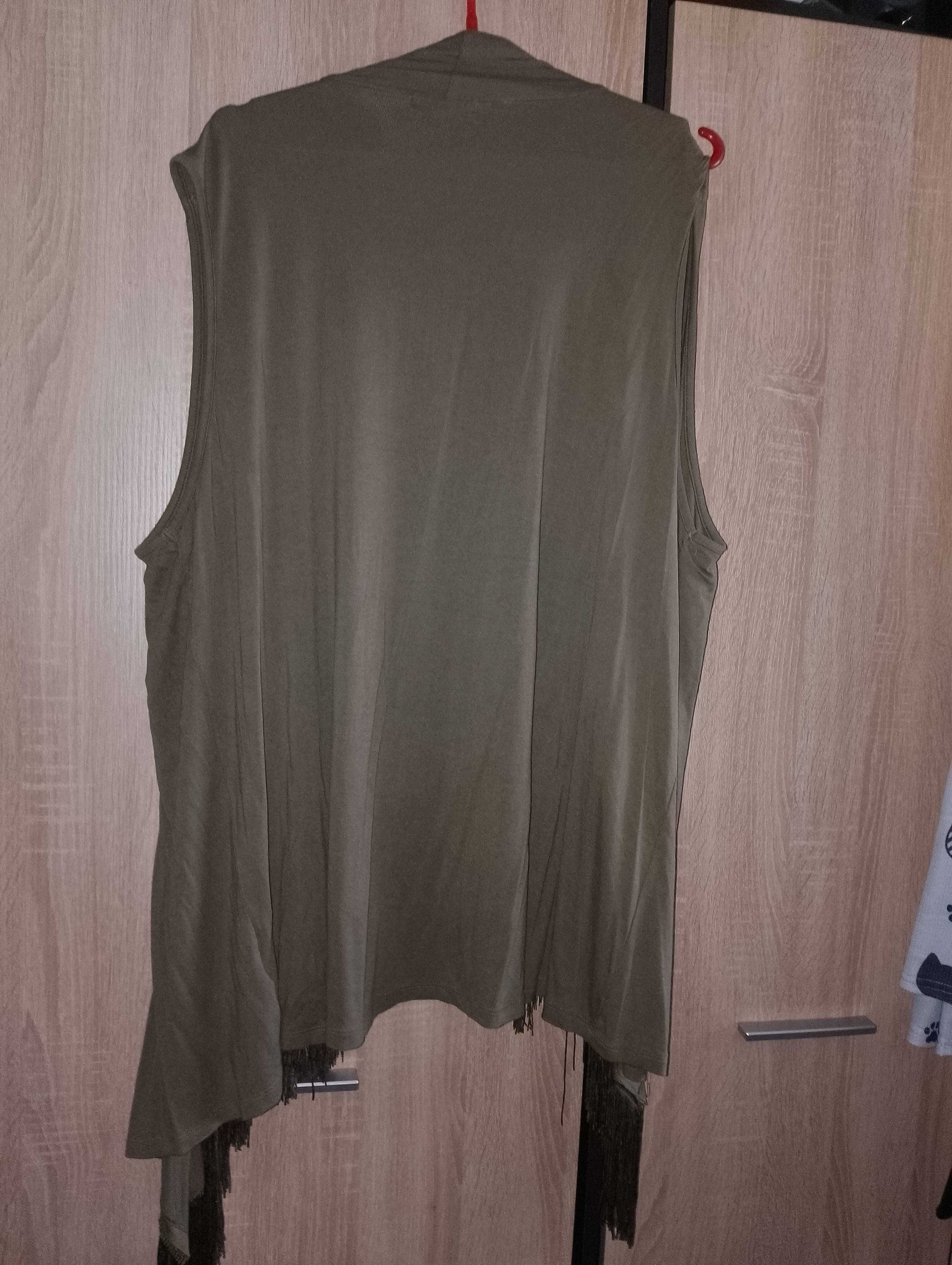 Oliwkowa narzutka bez rękawów plus size r. 48/50