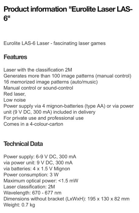 Laser eurolite LAS 6