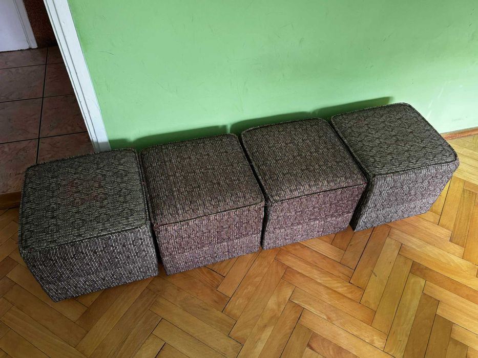 Pufki 4 sztuki materiałowe PRL