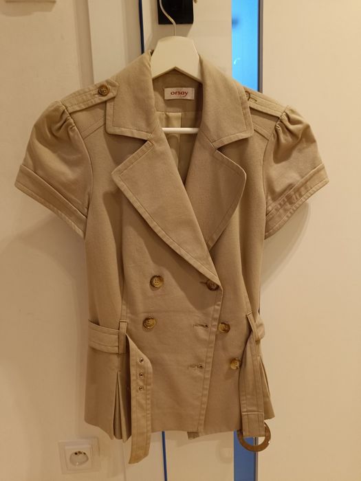 34/36 żakiet beżowy Orsay krótki rękaw pasek S