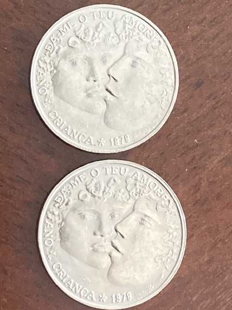 5 moedas comemorativas 25 escudos 1985 - Ano Internac. da Criança 1979