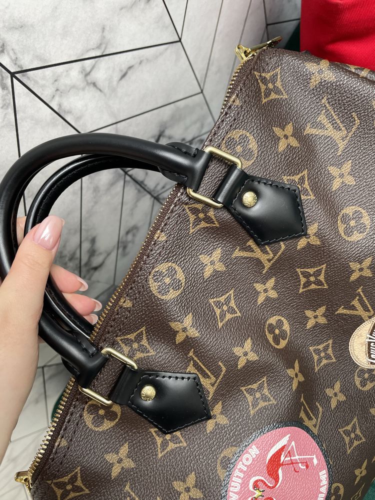 Louis Vuitton Speedy B 30 World Tour (rachunek, pudelka, worek)