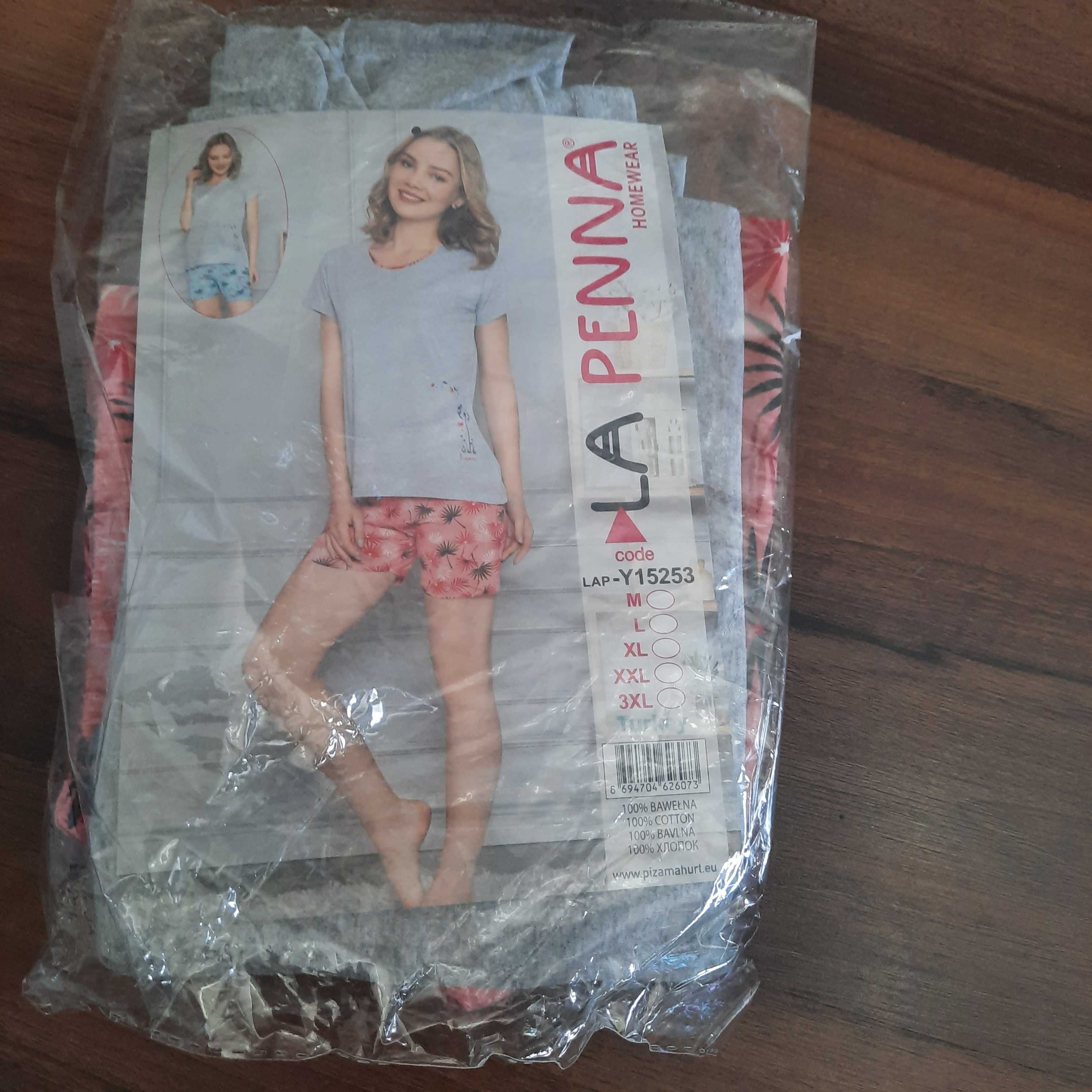 Nowa bawełniana piżama na lato na rozmiar XS/S, t-shirt plus szorty