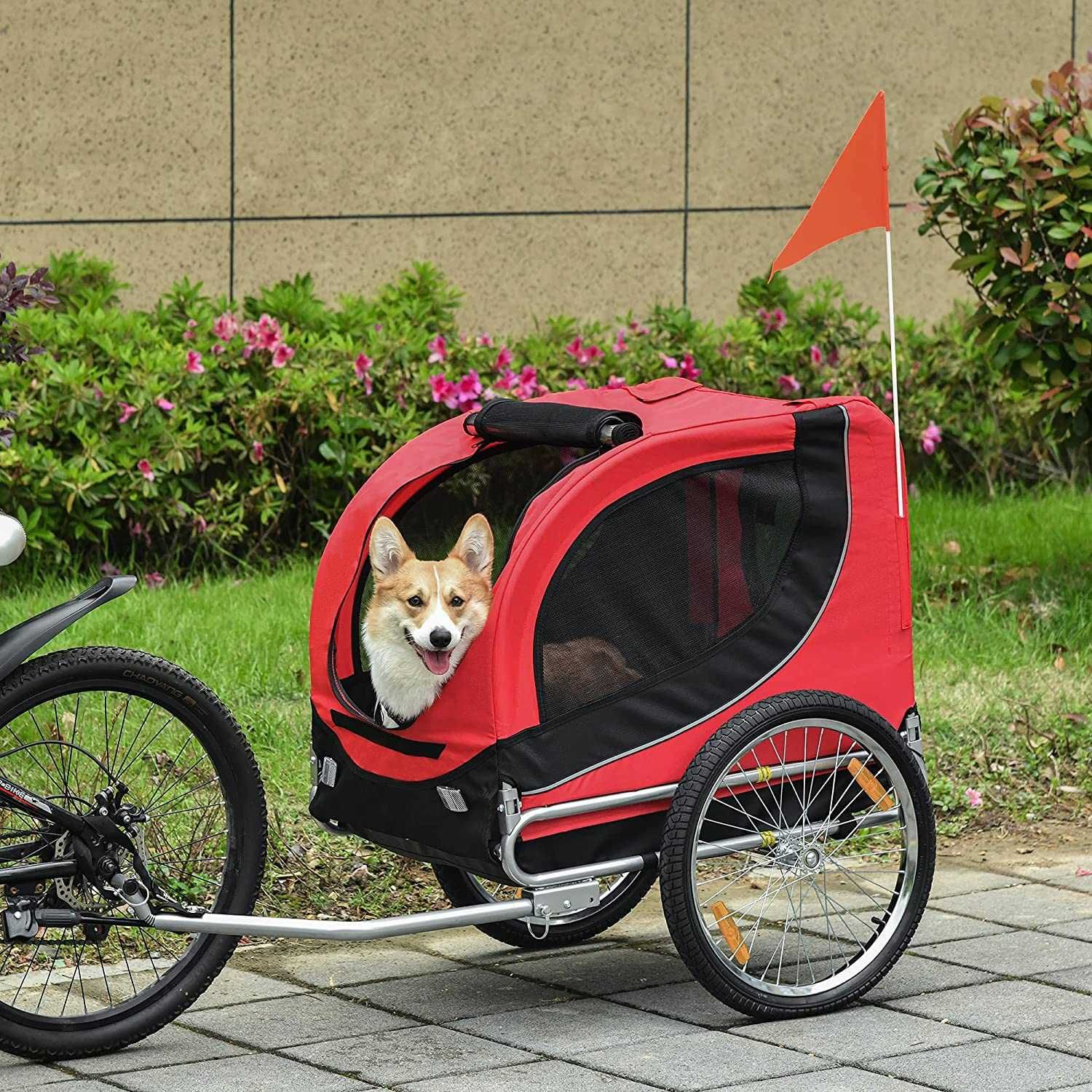 Reboque bicicleta para cães e animais de estimação,130 x 73 x 90 cm