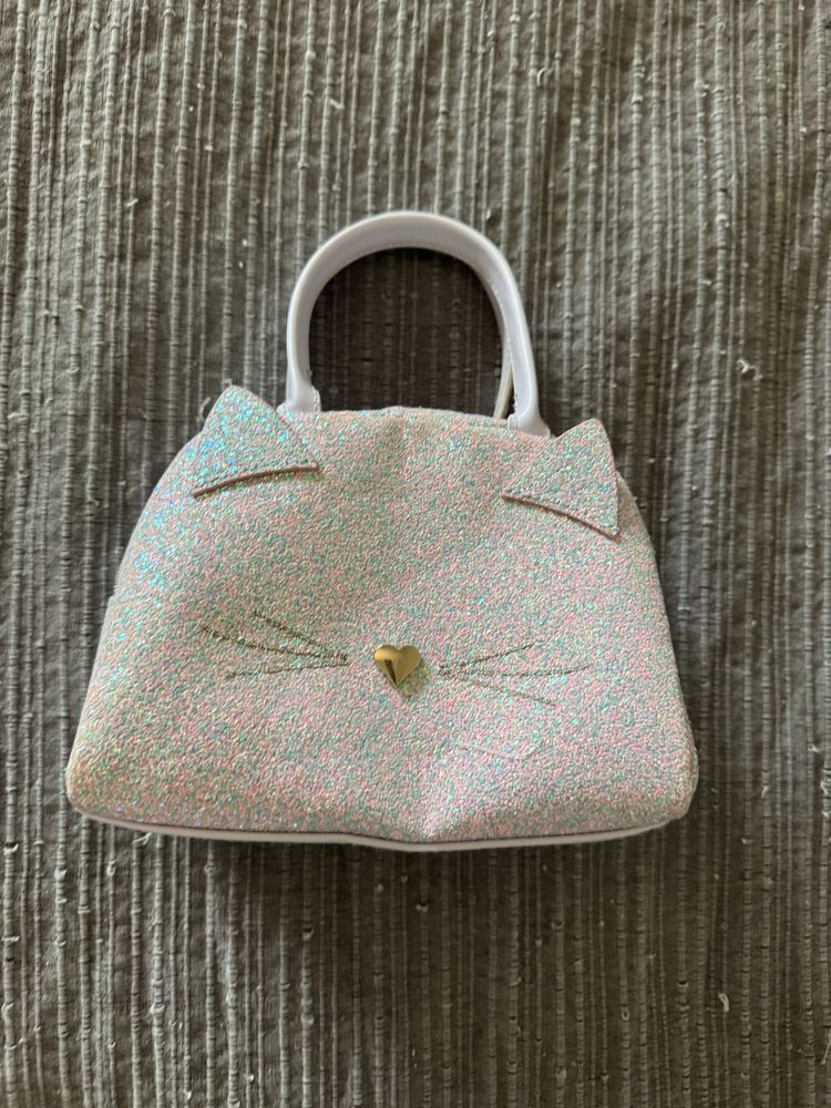 Mala de crianca de gato com brilhos como nova