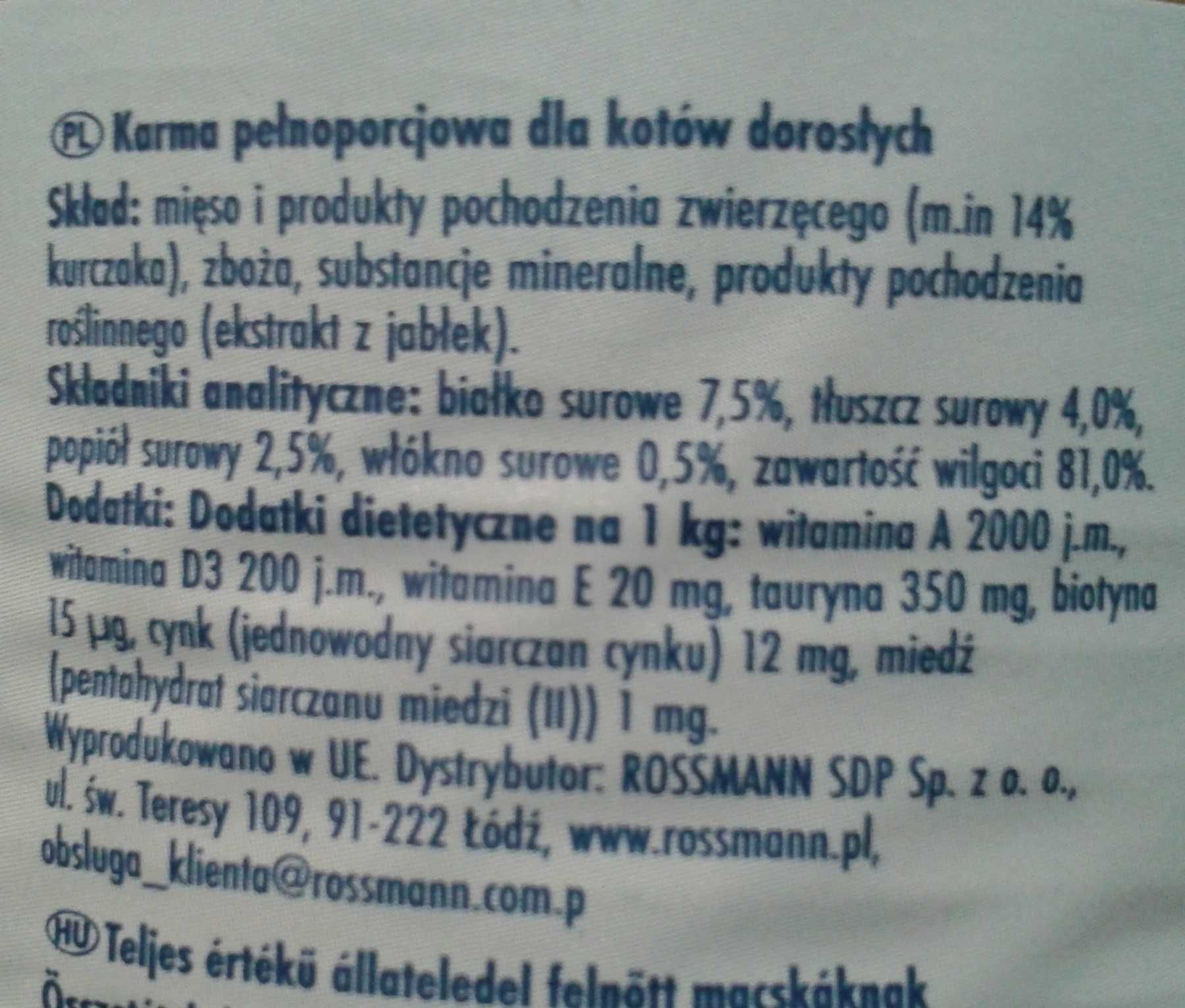 Winston Karma dla kotów bez cukru z KURCZAKIEM puszka 5 x 400g