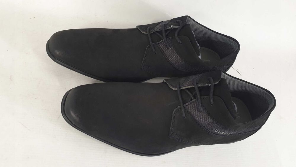 BUGATTI SKÓRZANE półbuty wizytowe męskie roz 45 czarne