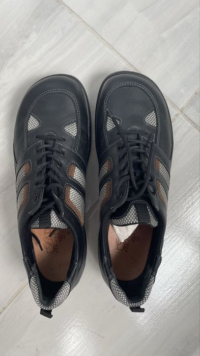 Шкіряні кросівки Helvesko черевики туфлі анатомічні ортопедичні чорні