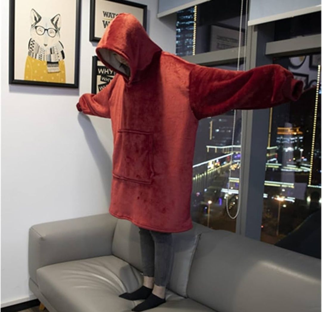 Домашняя толстовка худи на флисе Huggle Hoodie бордовый