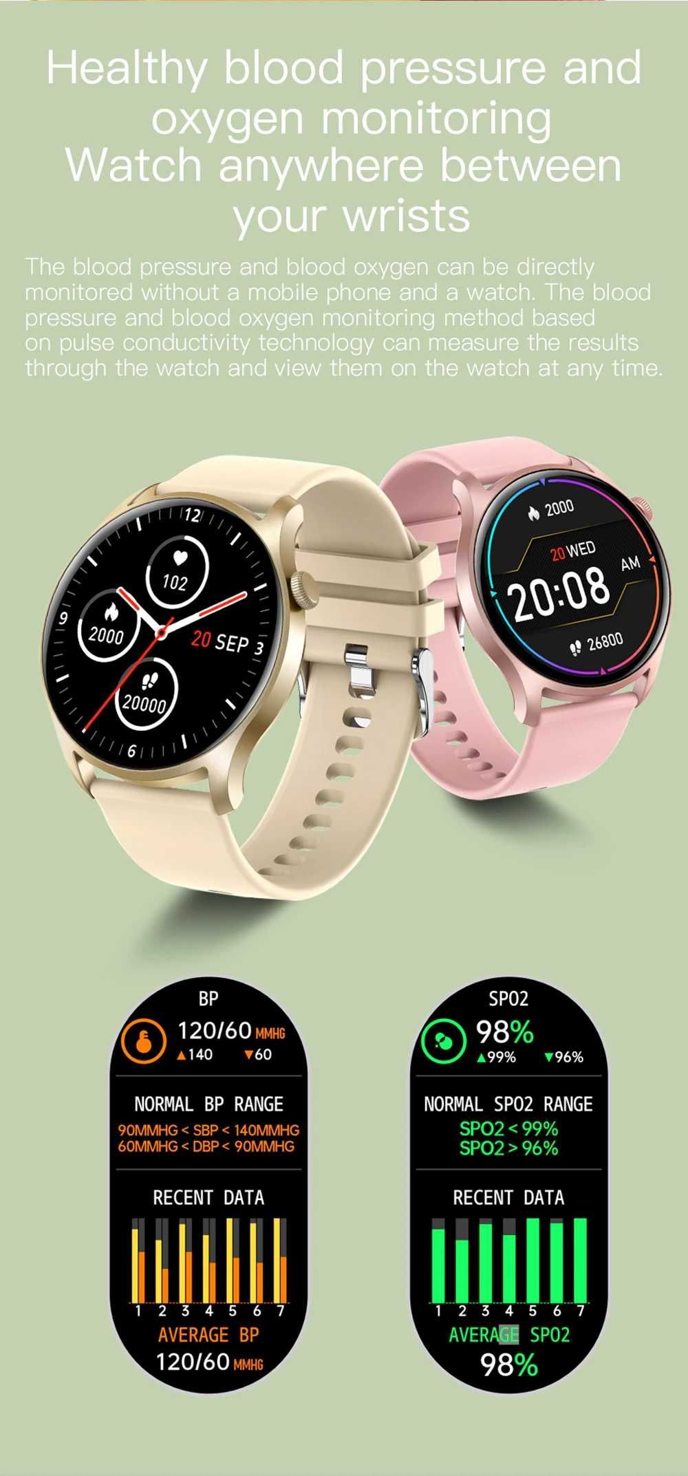 SmartWatch SKY 8 kroki, kalorie, tętno, ciśnienie, powiadomienia, PL.
