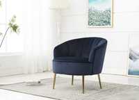 Luksusowy fotel z aksamitu muszla Midnight blue 77 x 78 x 76 cm