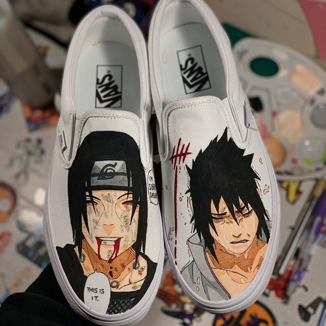 Naruto Vans slip on custom malowane buty trampki anime