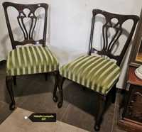Krzesło krzesła 2 szt para gięte nogi drewniane zielone pasy 539