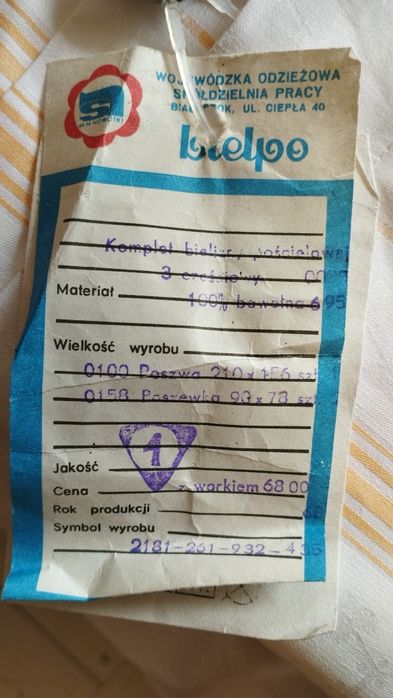 Komplet pościeli z PRL kołdra + 2 poduszki + prześcieradło