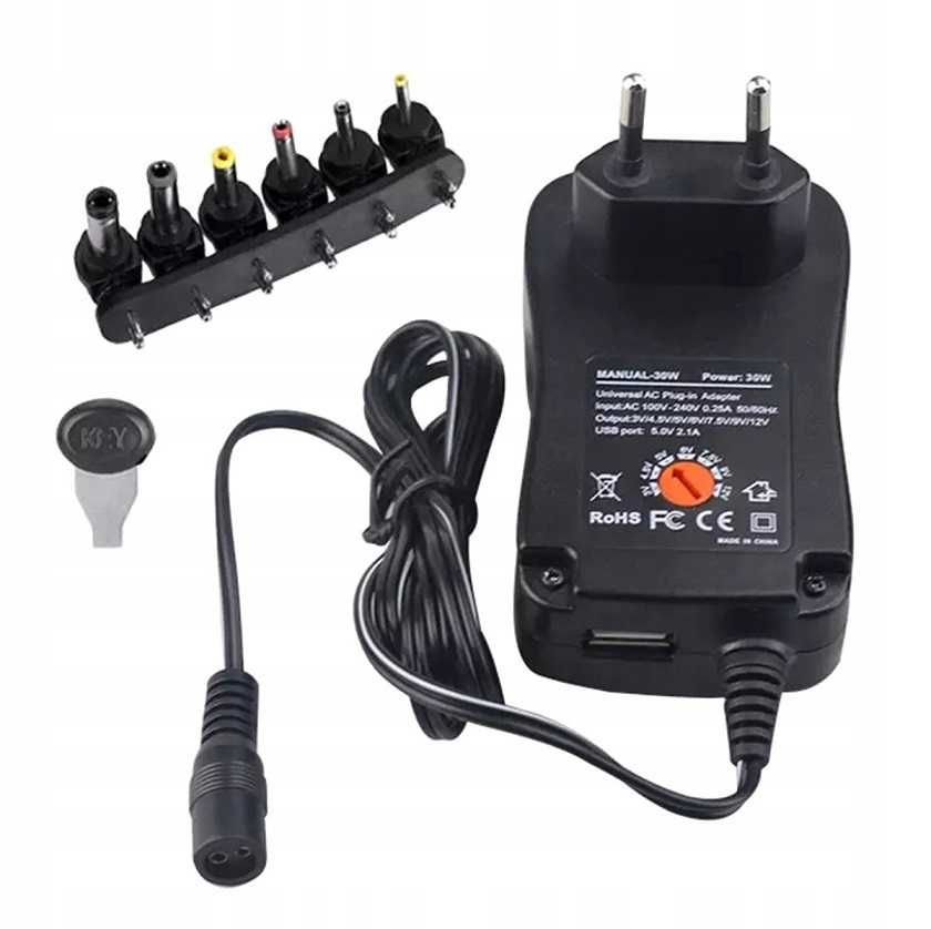 Zasilacz uniwersalny 30W 3V do 12V DC 1.2A + USB *Video-Play Wejherowo