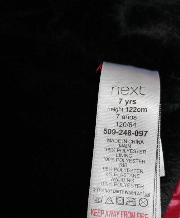 Ciepła gruba kurtka zimowa NEXT dla dziewczynki 7 lat 122 cm