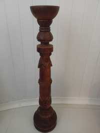 Świecznik drewniany, 61cm.