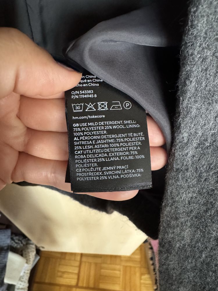 H&M oversize marynarka krój prosty z włosiem Xs