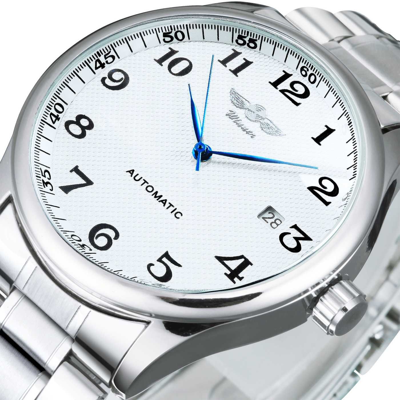 Zegarek automatyczny Winner 40mm bransoleta biała tarcza klasyczny box