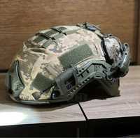 Тактичний шолом з навушниками наушники с каскою фонариком военный шлем