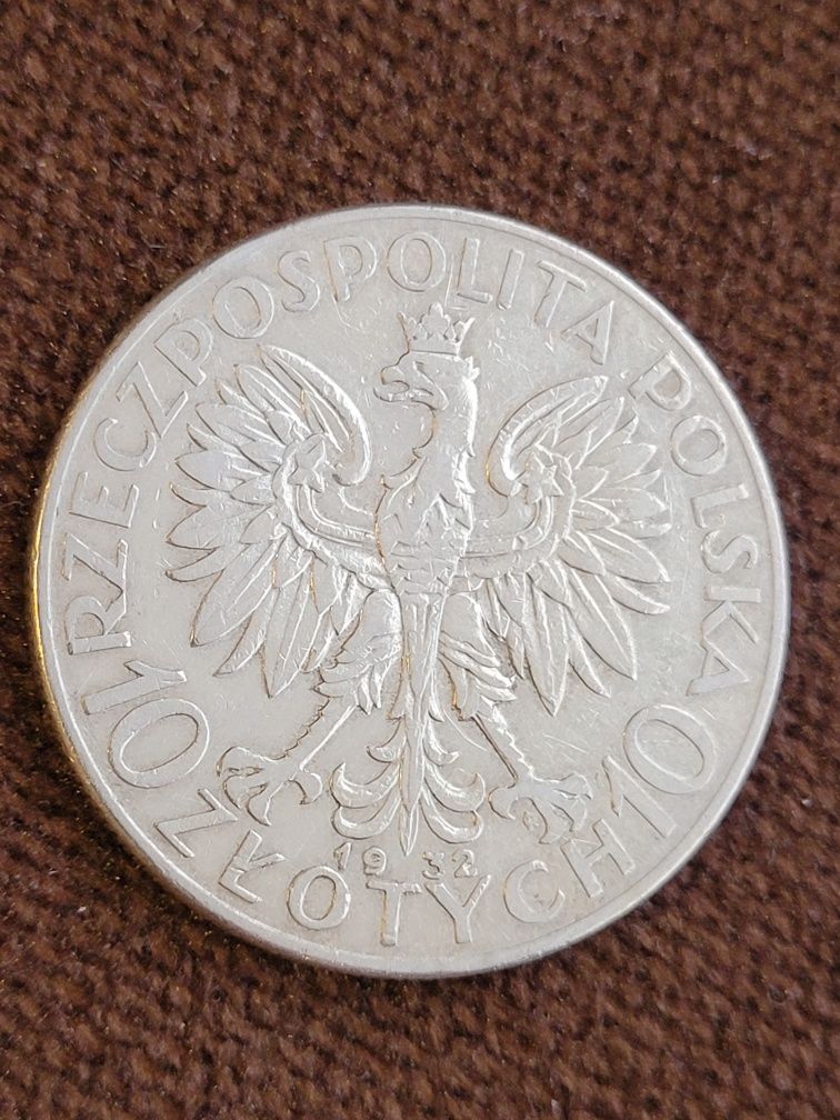 Srebrna moneta 10 zł Głowa Kobiety Polonia 1932r ze znakiem mennicy